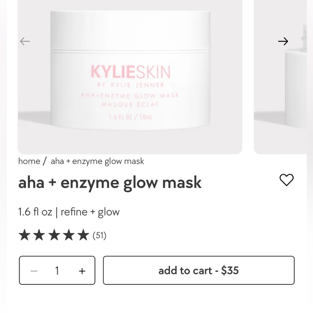 Brand New Kylie Skin Aha + Enzyme Glow Mask 💗